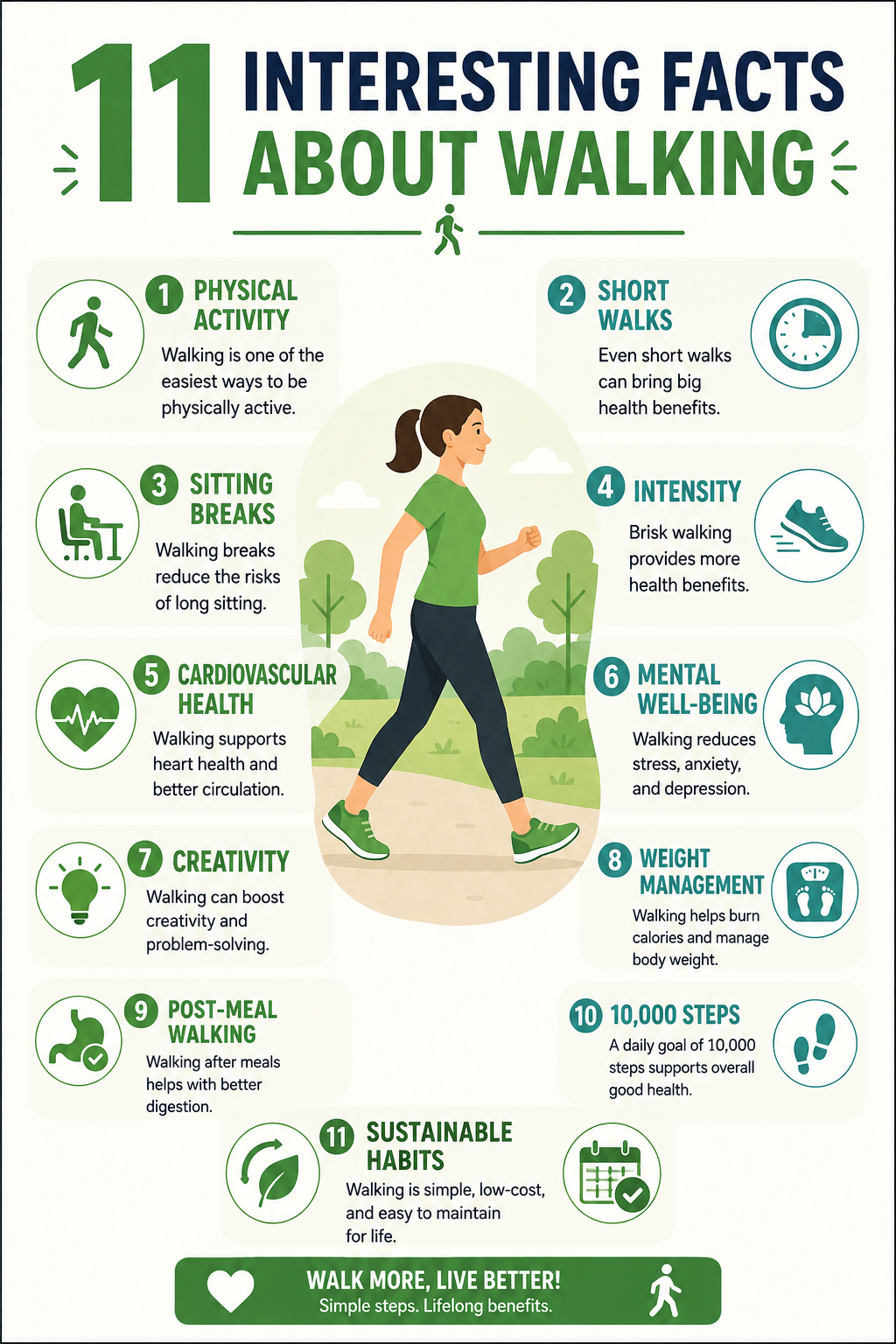 11 interesting facts about walking and their potential health and lifestyle benefits