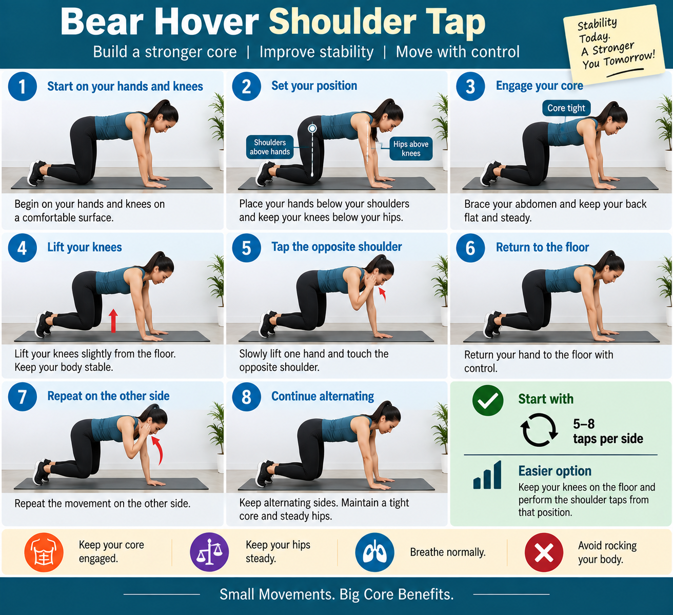how to do Bear Hover Shoulder Tap