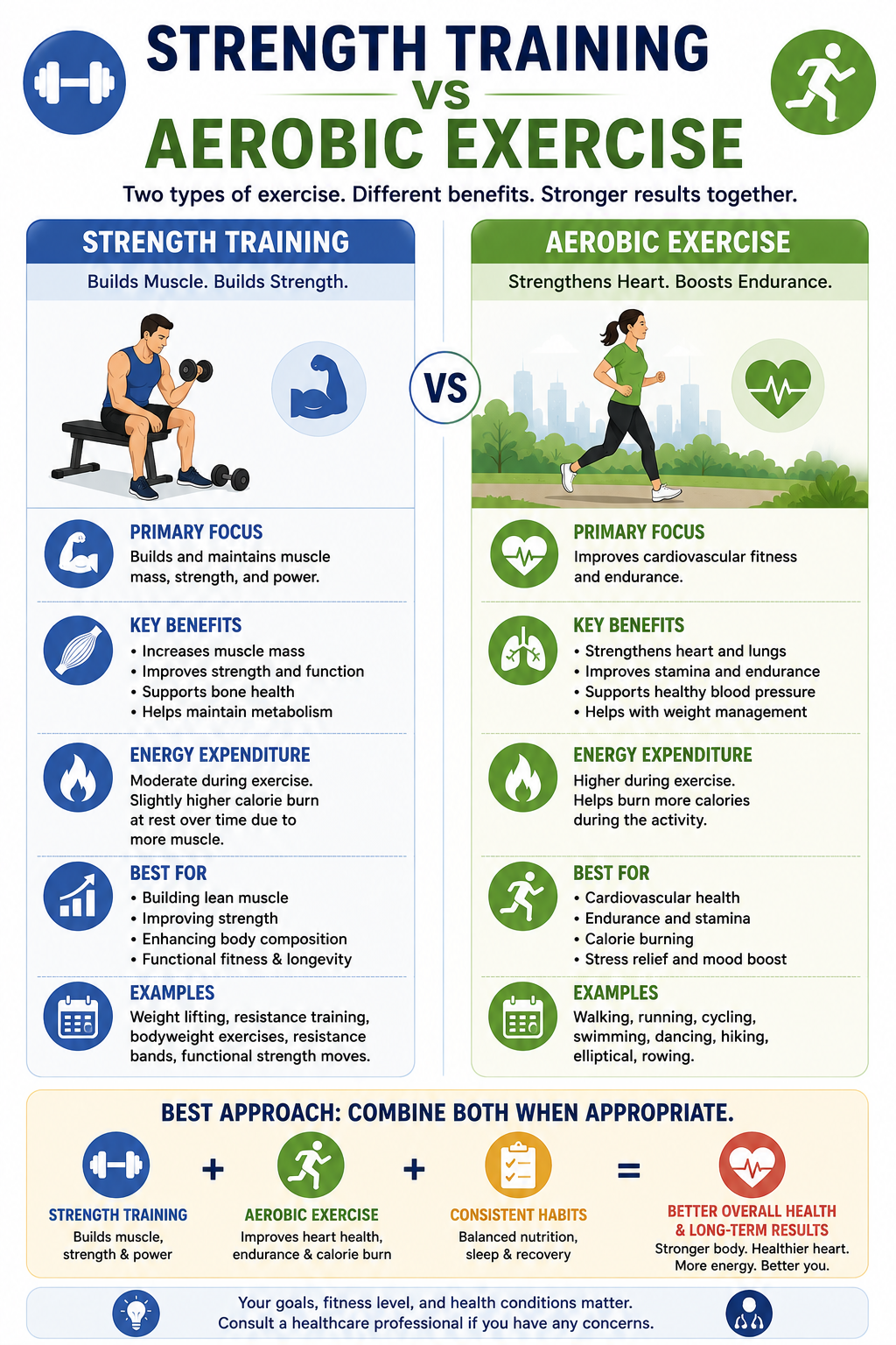 Strength training vs aerobic exercise for metabolism and metabolic health