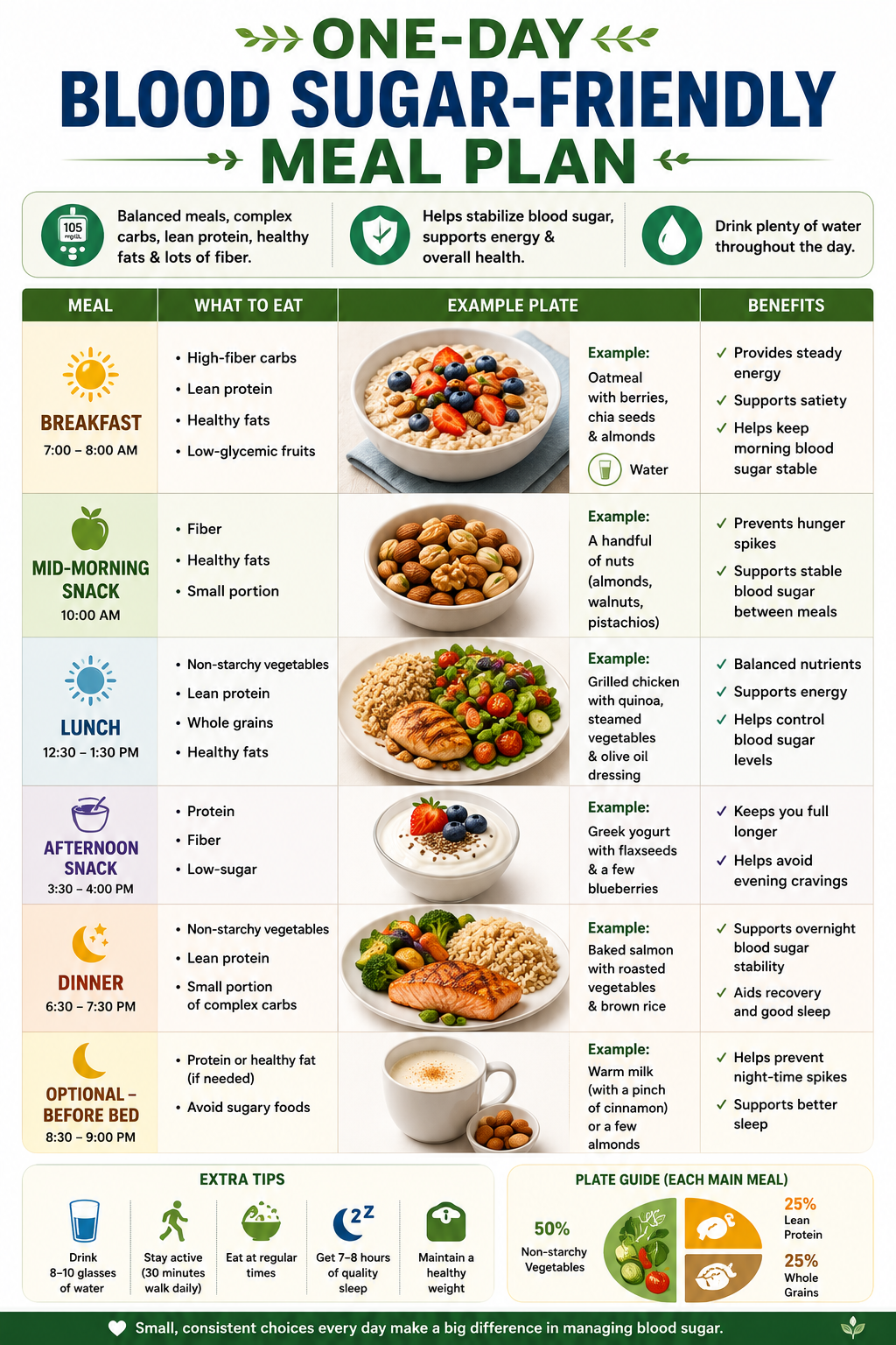 Foods to choose vs. foods to limit for healthy blood sugar.