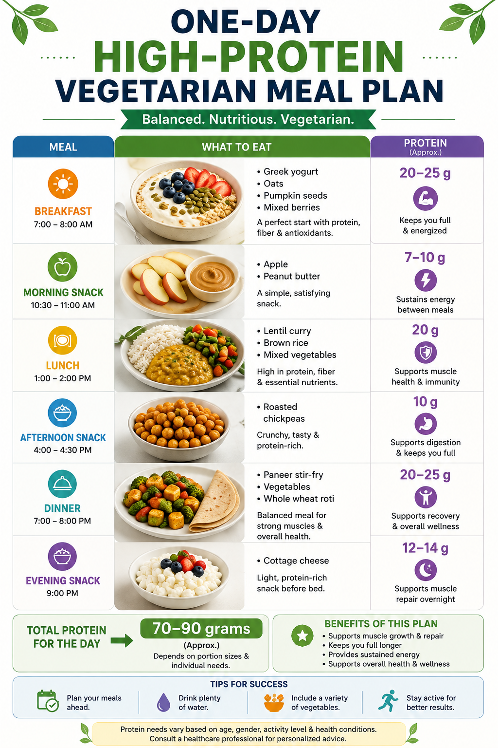 One-Day High-Protein Vegetarian Meal Plan