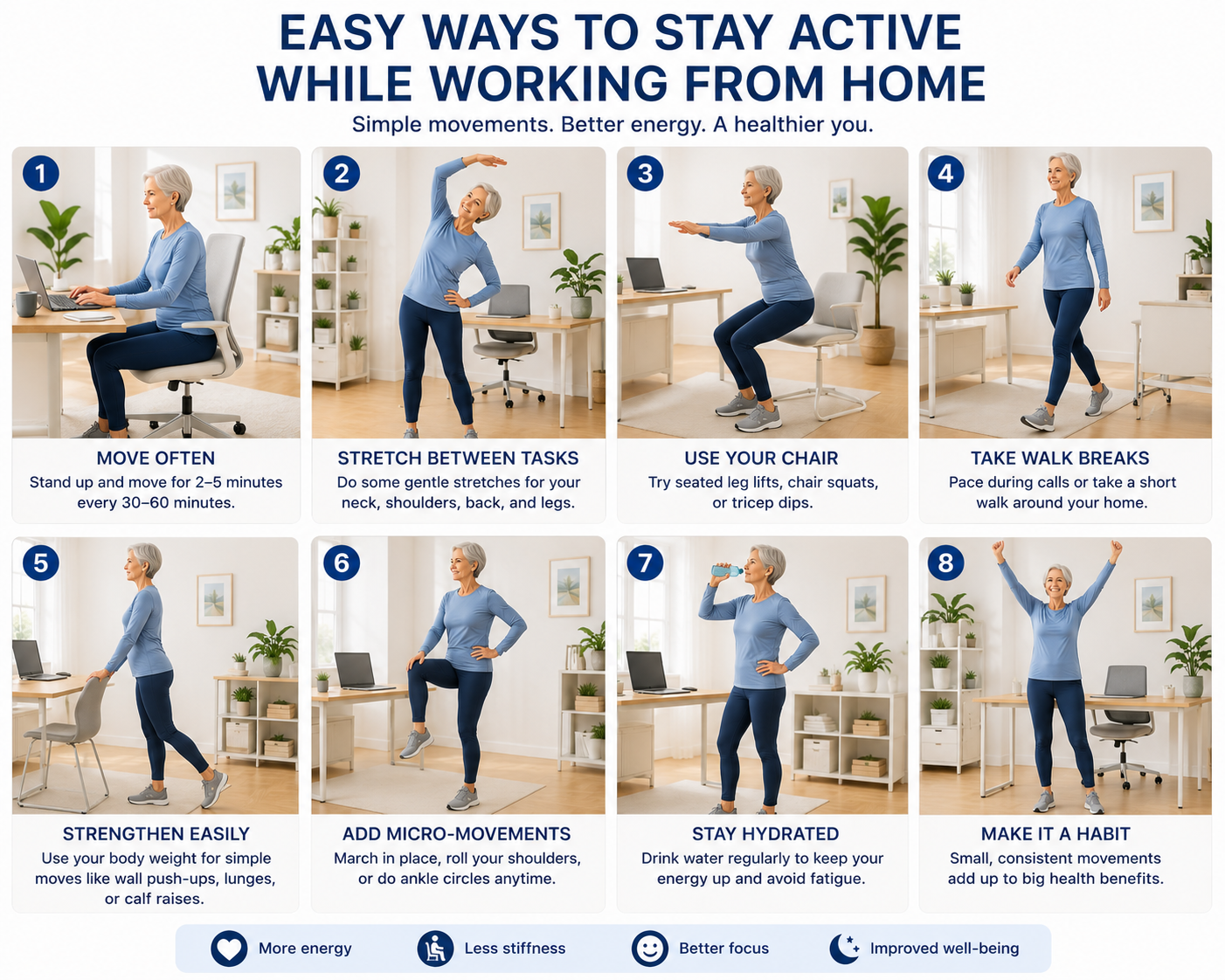 easy ways to stay active while working from home