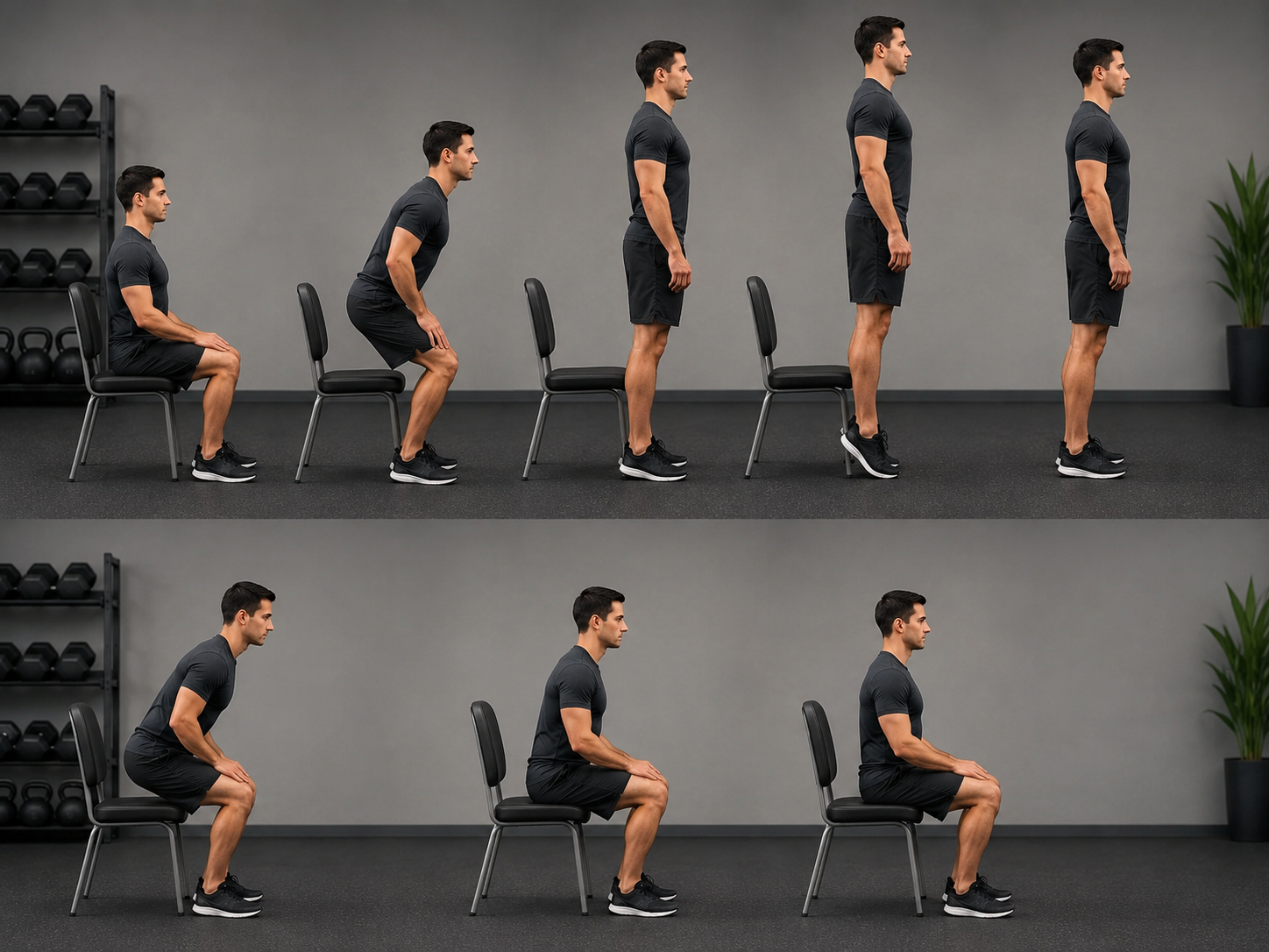 A person performing Sit-to-Stand with Calf Raise