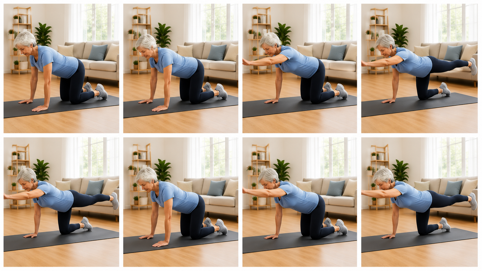 Older adult performing a Bird Dog exercise